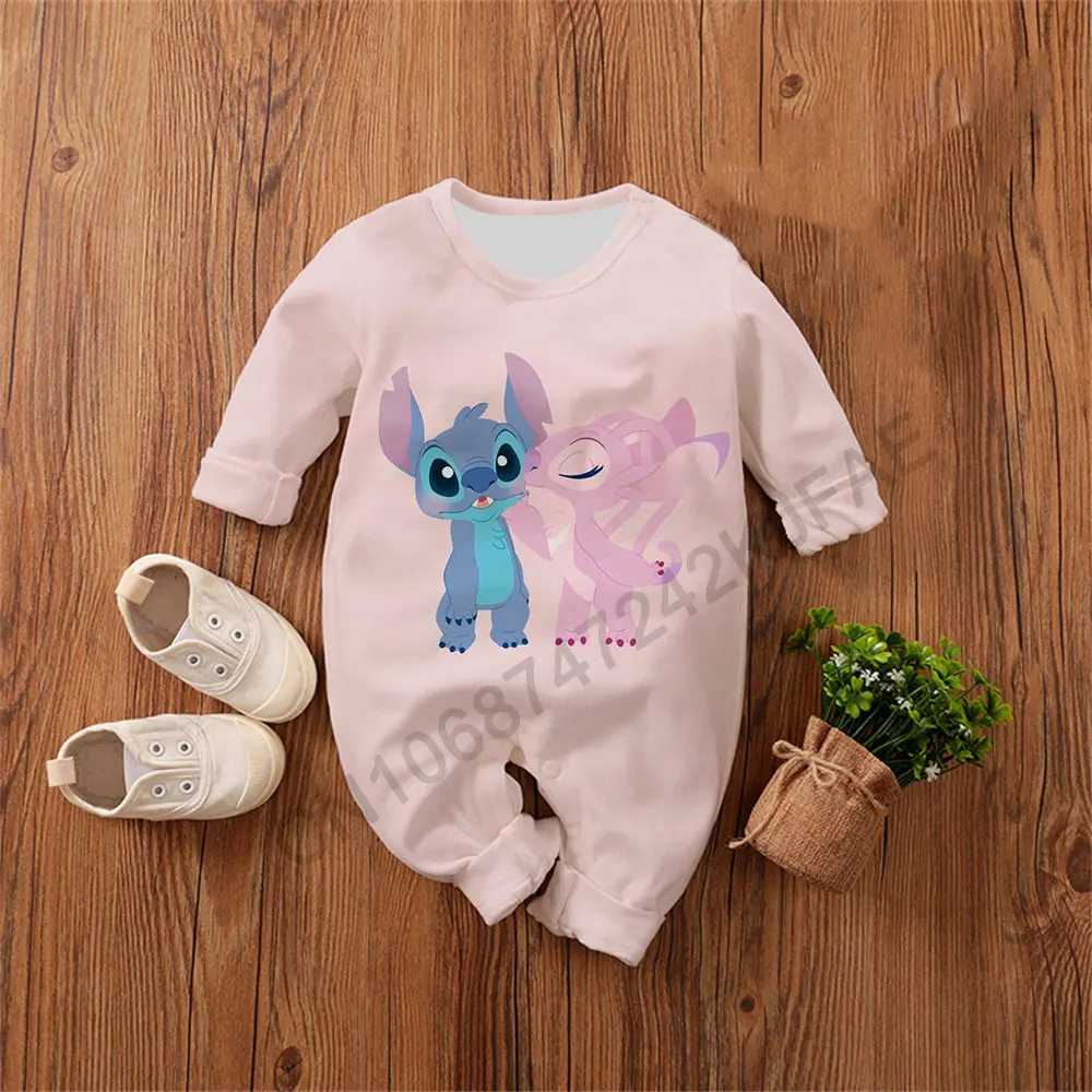 Cartoon Anime Lilo & Stitch Baby Romper 0-4 Years Spring Autumn Boy Girl Babies Jumpsuit 2024 Casual Newborn Climbing Clothing