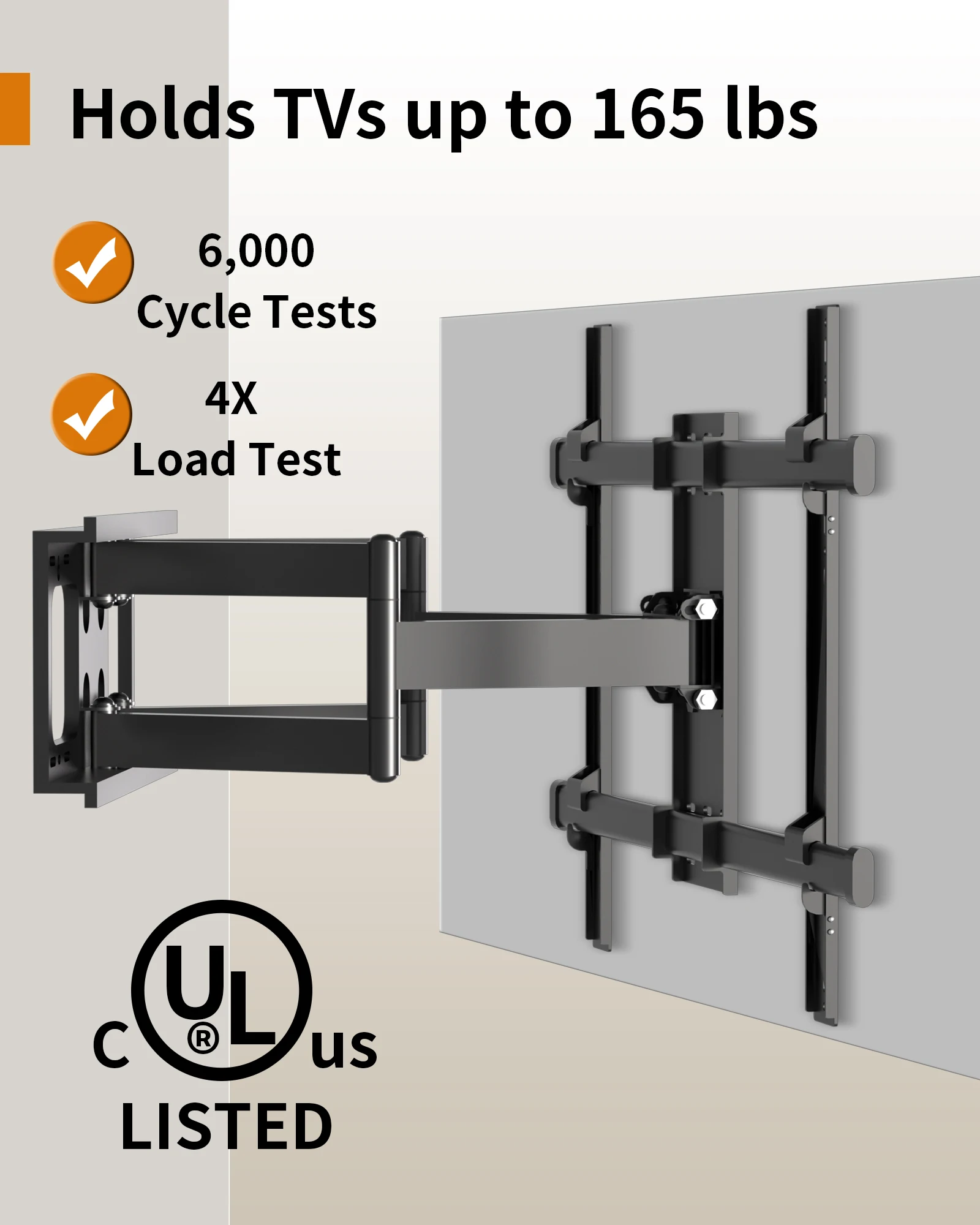 HILLPORT 55-90 inch Heavy Duty TV Wall Mount, Full Motion TV Wall Mount with Swivel/Tilt/Leveling/Extension VESA 800x600mm DY885