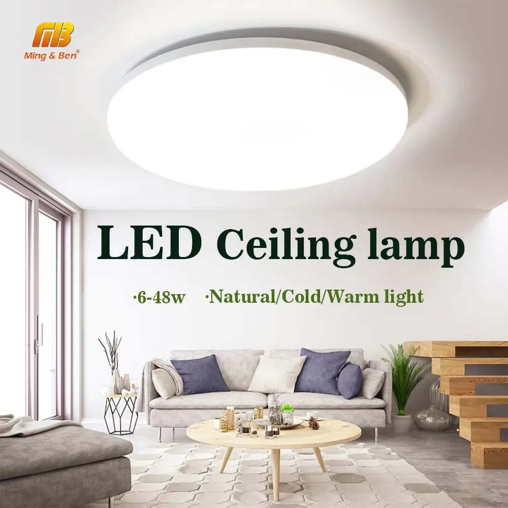 Ultra Thin LED Ceiling Lamp 48W 36W 24W 18W 9W 6W Modern Panel Light in Living Room Bedroom Natural Light Surface Mount Fixture