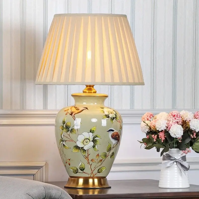 

Hongcui Ceramic Table Lamp Desk Light Luxury Modern LED Pattern Design For Home Bedroom Living Room