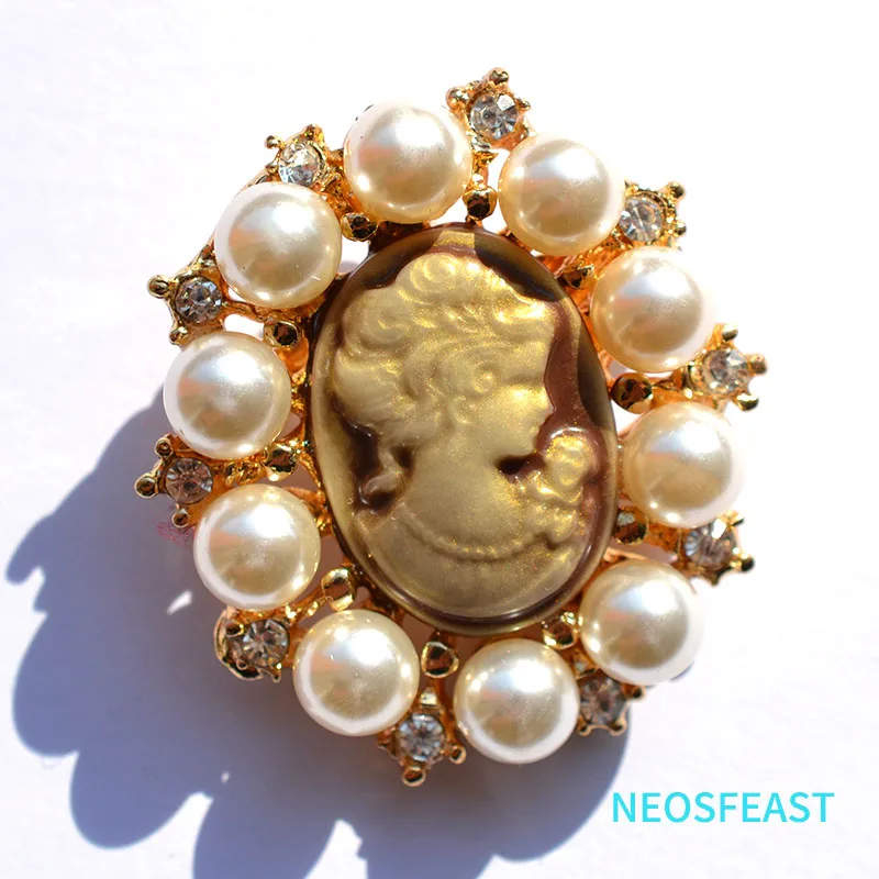 خمر مجوهرات حجر الراين صورة الذهب اللون دبابيس للنساء السيدات هدية سبيكة الصدار اللؤلؤ الثدي دبوس اكسسوارات الملابس