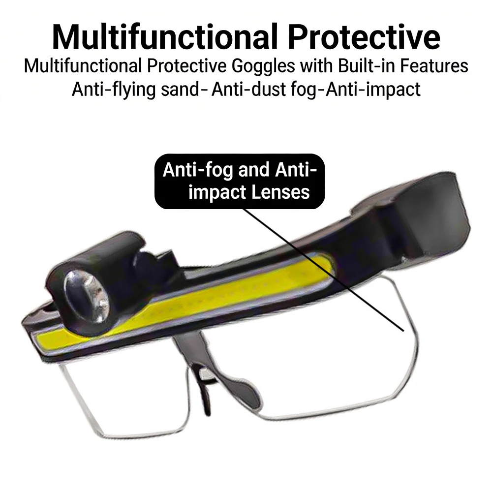Led Glasses Light Lightweight Multifunctional Protective Glasses Full View Floodlight Goggles Large-Area Usb Charging Goggles