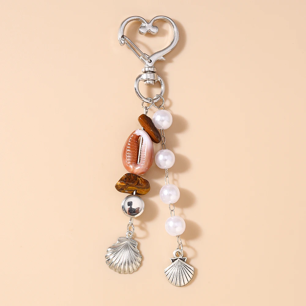 Aihua Chic Ins Sommer Strand Perlenmuschel Schlüsselanhänger für Damen Mädchen Handtaschen-Rucksack-Anhänger Schlüsselring Handykette Schlüsselband Schmuckstücke – Detail 7