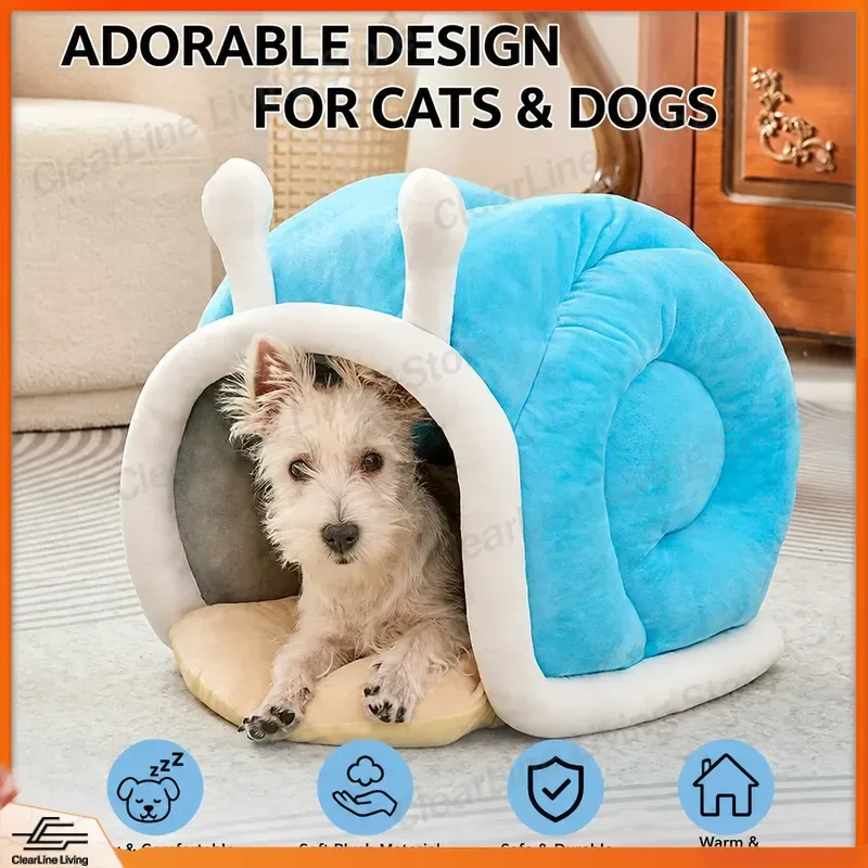 Cat Bed Indoor Semi Enclosed Cat House Warm Winter Pet Nest Cozy Sleeping Cave for Cats Dogs Universal All Season Security