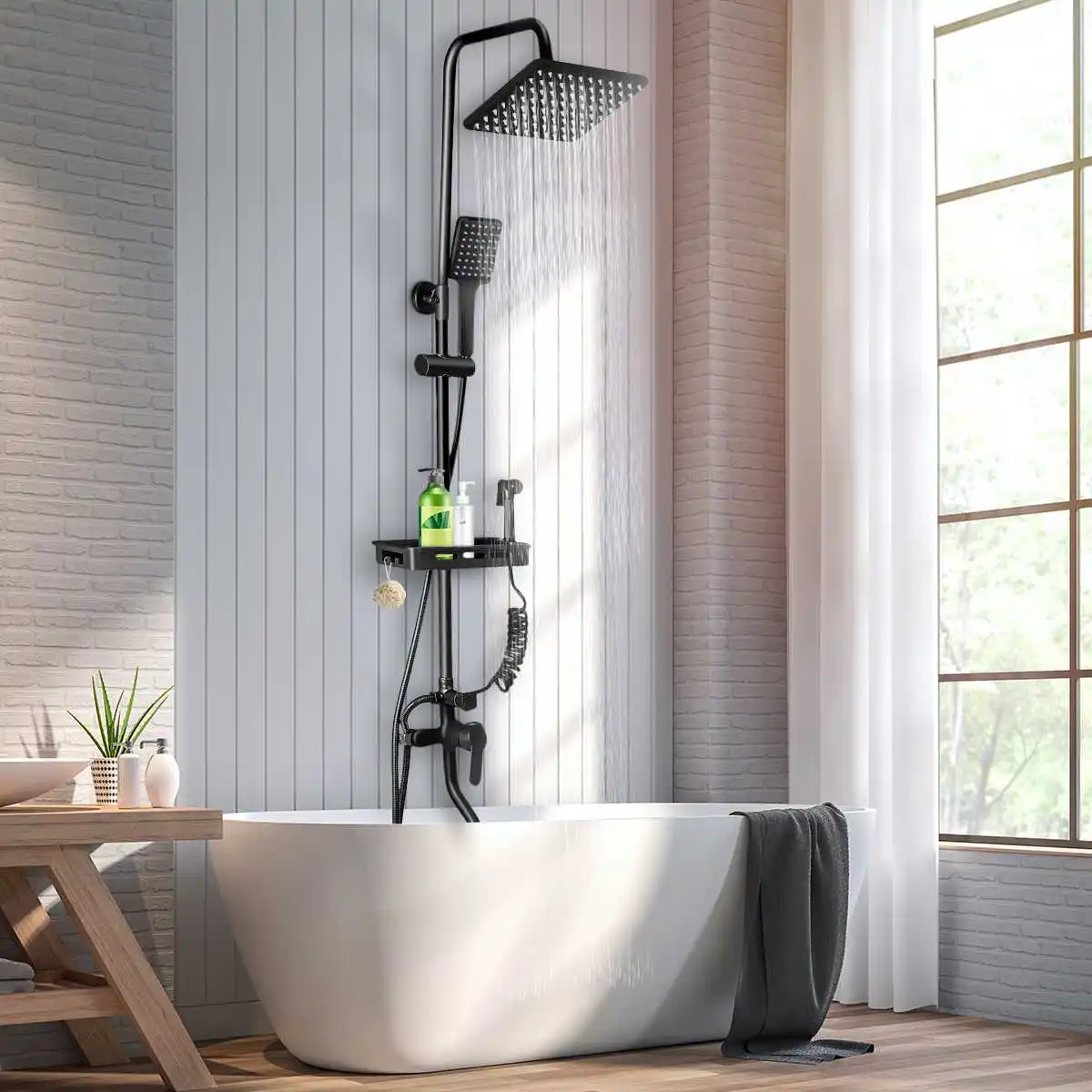 Bathroom Shower Faucet 3/4-way Rainfall Shower Hot Cold Water Mixer Bidet Faucet Shower Shelf For Bathroom Bathtub Shower Mixer