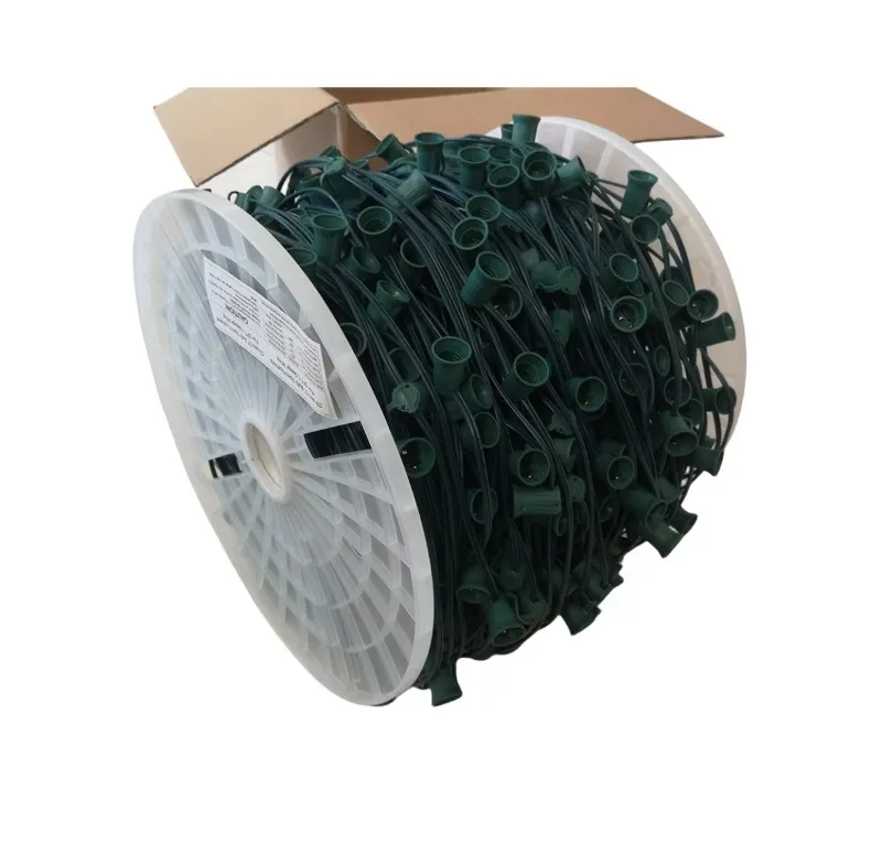 SPT-1 1000ft 12in 15in Durable C9 E17 String Lamp Socket Spool Strand Lamp Holder and Base