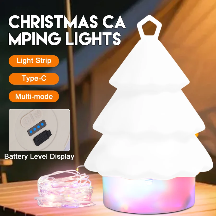 

Рождественские елочные огни, перезаряжаемые через USB уличные светодиодные фонари для кемпинга, водонепроницаемая сказочная лампа для рождественского сада, кемпинга, атмосферная лампа