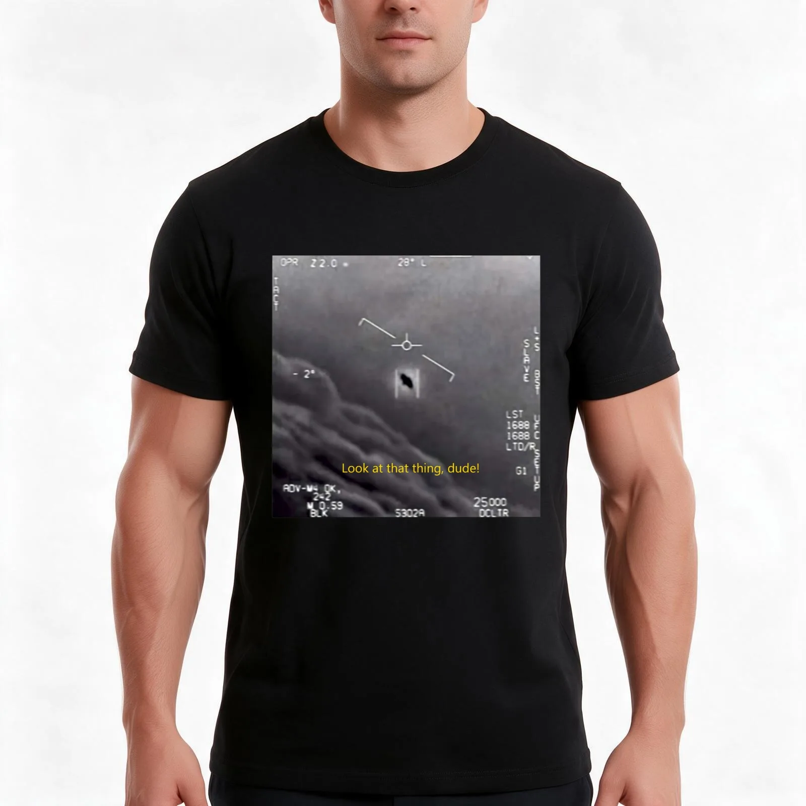 Tic-Tac UFO T-Shirt, Summer Casual Cotton Tee, Oversized Streetwear Tops, Vintage Graphic Print, Loose Fit Short Sleeve