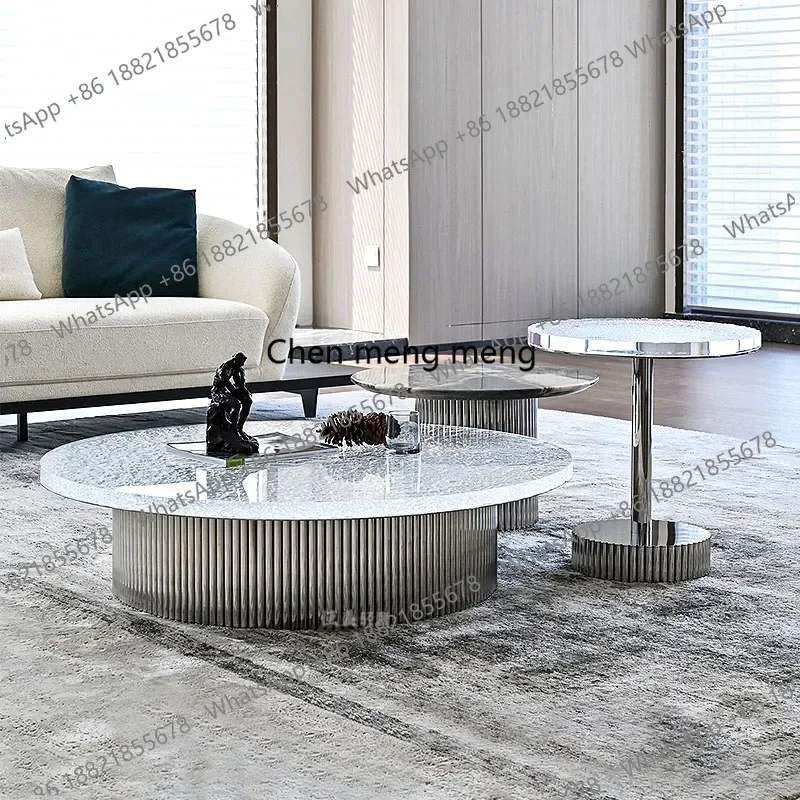 Household water ripple modern light luxury stainless steel bottom living room simple edge combination