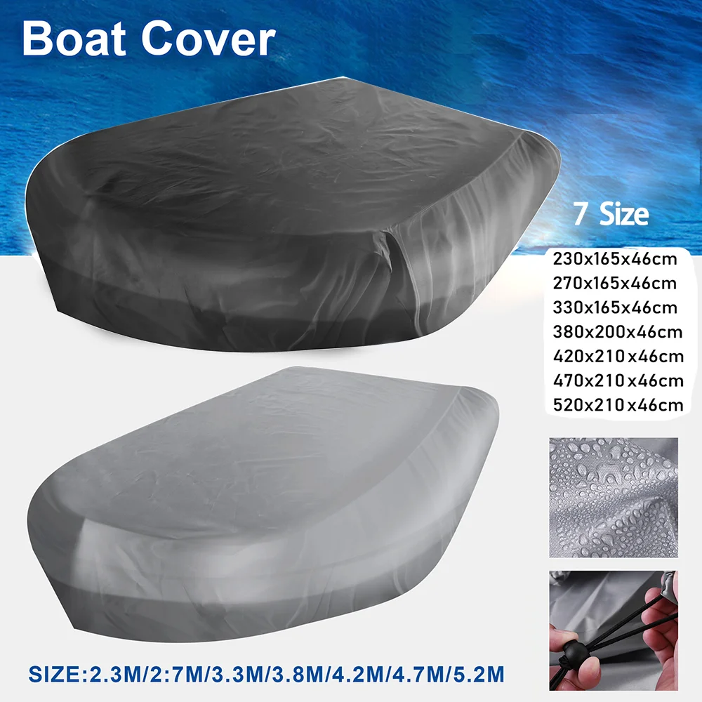 

210D V Shape Size Boat Cover Waterproof Dustproof Anti UV Rain Snow Dinghy Fishing Rubber Boat Marine Boat Universal Kayak Cover