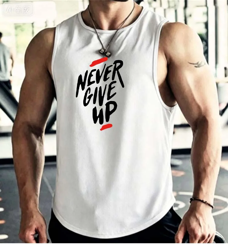 2026 Summer Fitness Muscle Sports Tank Top Breathable Moisture Wicking Loose Sleeveless Quick Dry Training T-Shirt Letter Print