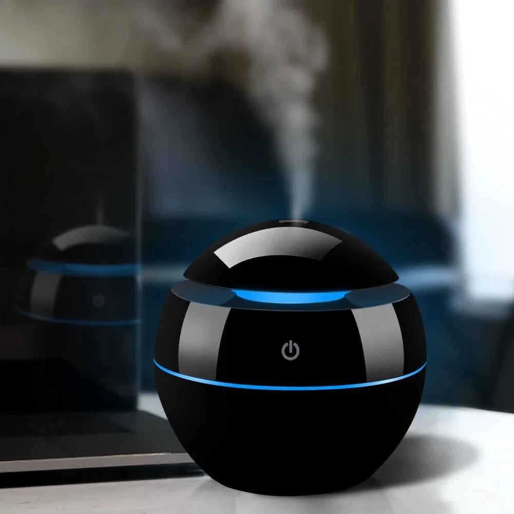 Humidificador de aire portátil, difusor de Aroma ultrasónico USB, luz LED nocturna, difusor de aceite esencial eléctrico, aromaterapia, negro