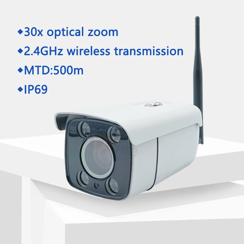 AHD1080p30x cámara inalámbrica con zoom óptico y juego de pantalla inalámbrica de 10,1 pulgadas para grúa, torre, carretilla elevadora, vehículo