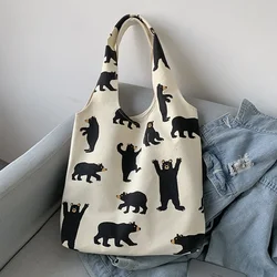 Youda-Sac fourre-tout en toile de grande capacité pour femme, tissu en coton, grill réutilisable, sacs à main de plage, sacs de shopping