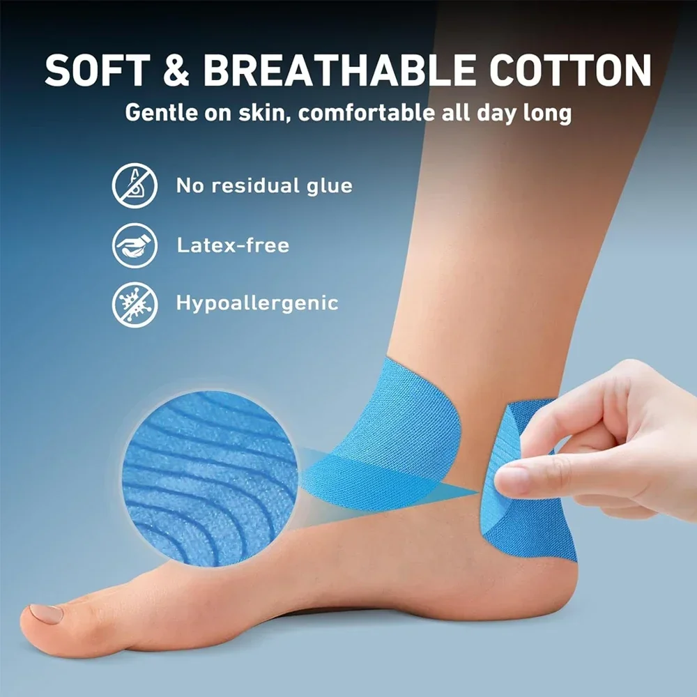 20PCS Kinesiology Tape for Ankle - Upgraded Athletic Support Tape with Strong Adhesive Waterproof & Breathable for Sports Injury