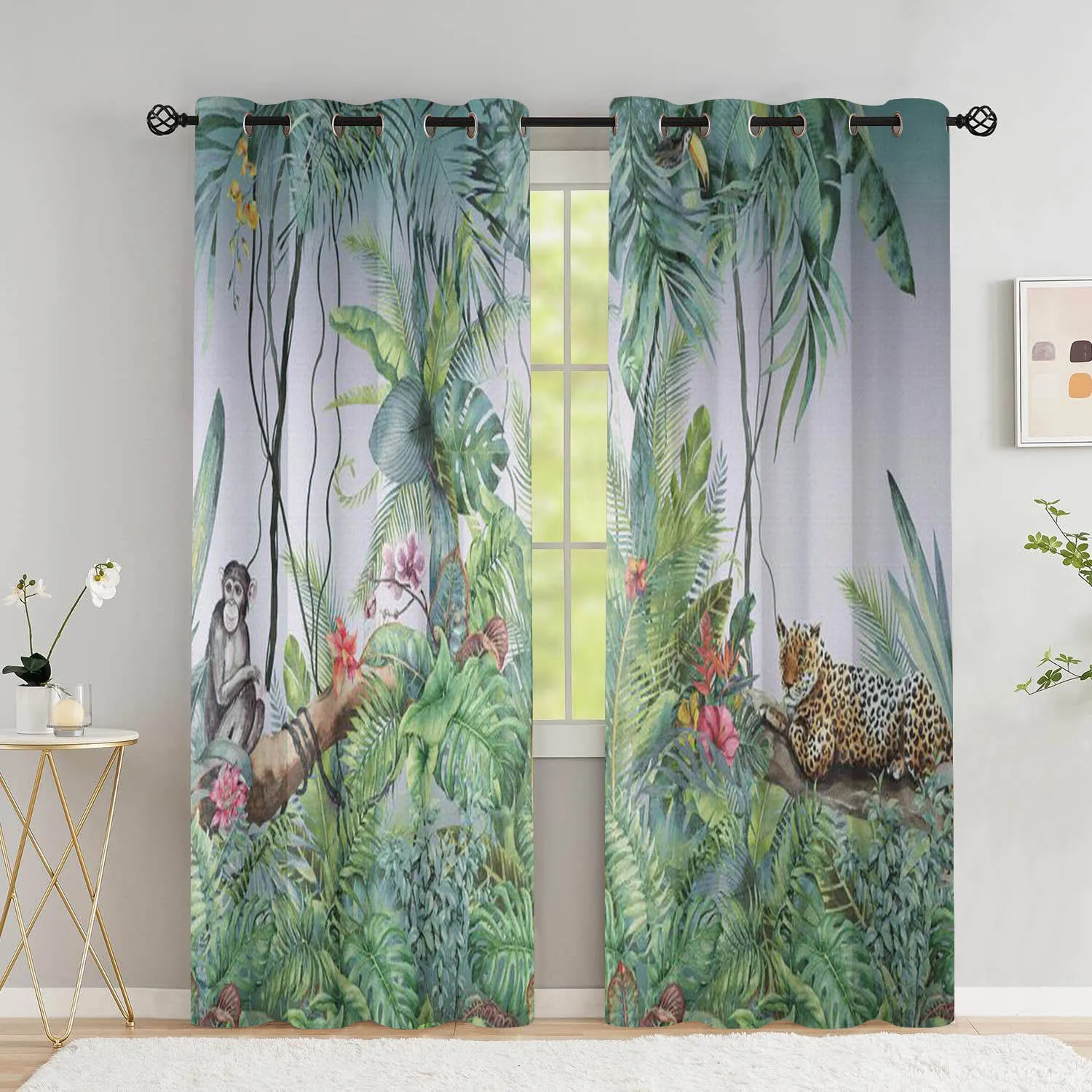 Rainforest Animals Blackout Curtains for The Bedroom Nordic Style Drapes In Living Room Home Decor High Shading(70%-90%) 2Panel