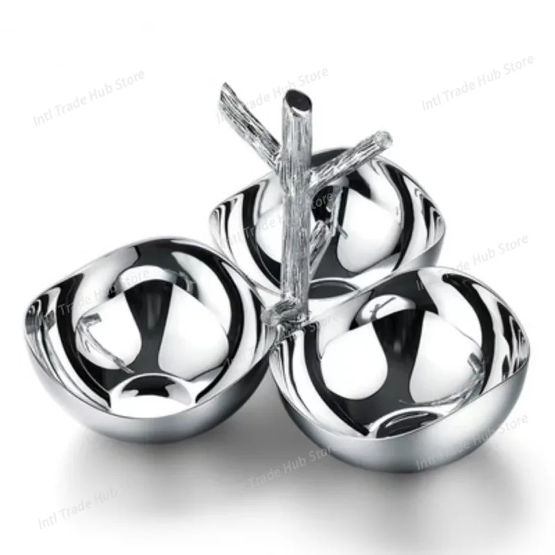 Luxury Stainless Steel 3-Section Snack Bowl Serving Bowl Dessert Plate for Home Decoration Table Kitchen Party