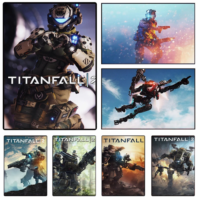 Video Game Titanfall 2 Modern Sci-Fi Robot Shooting Poster and Prints Canvas Printing Wall Art Picture for Gamer Room Decor Gift