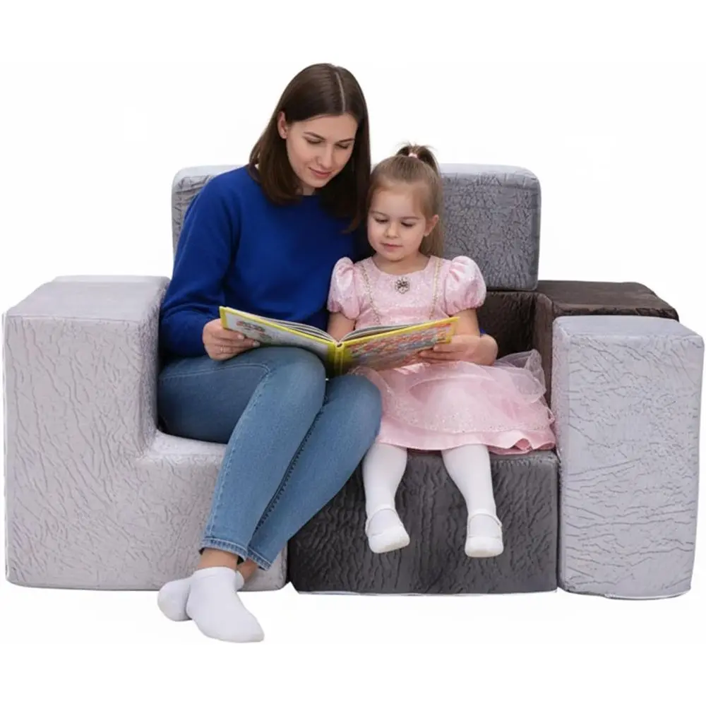 

Sectional Sofa Cushions - Washable, Elastic, Grey for Toddlers and Kids Playroom
