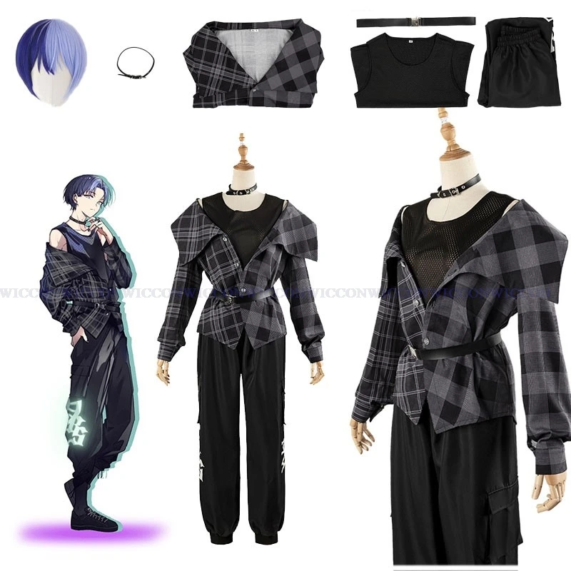 Aoyagi Toya Cosplay Kostuum Pruik Jongen Halloween Feest Dagelijks Set Spel Project Sekai Kleurrijke Podium Kleding Outfit Broek Fancy