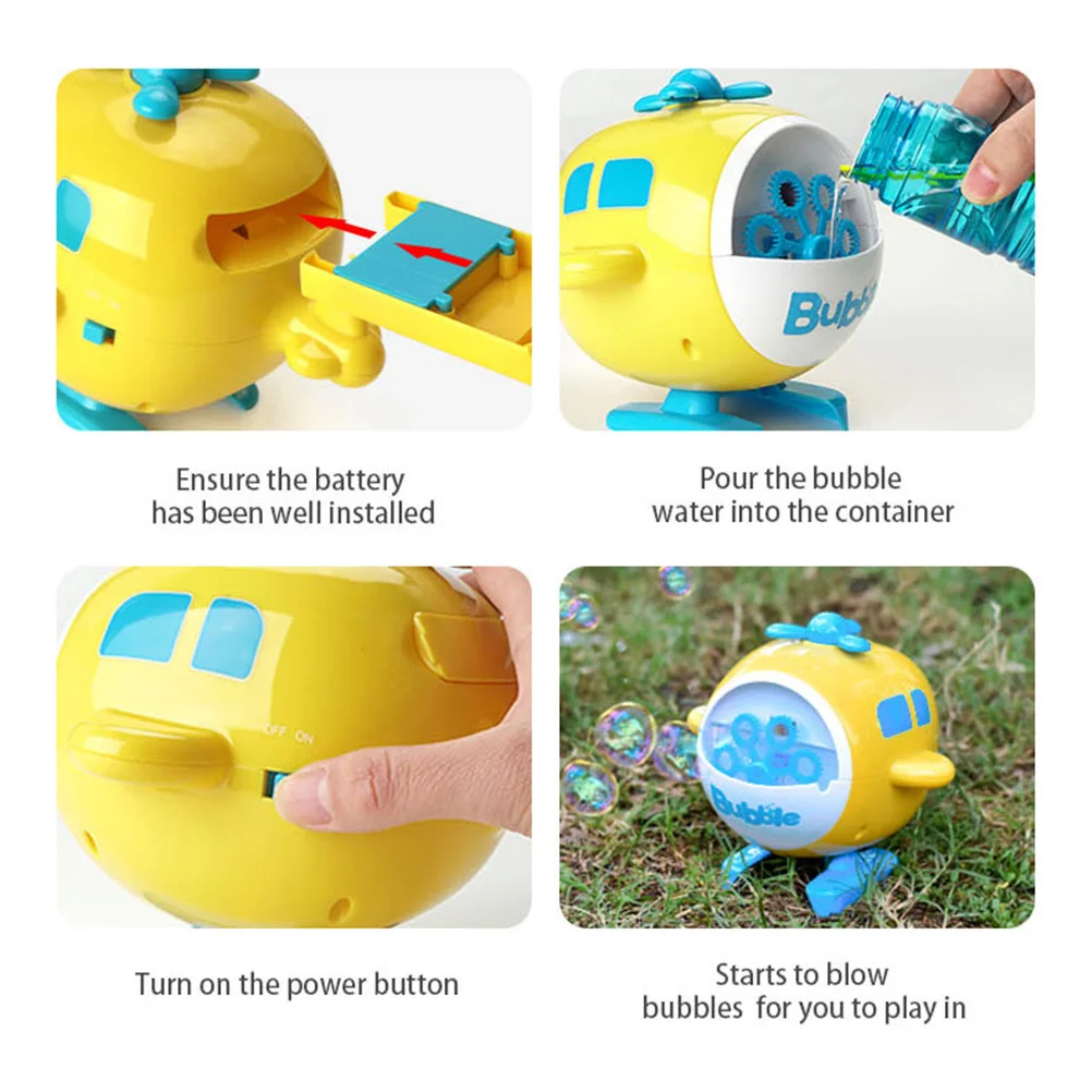 Machine à bulles électrique automatique pour enfants, 1 pièce, fabricant de bulles en plastique, léger, Style de chargement d'hélicoptère, couleur aléatoire
