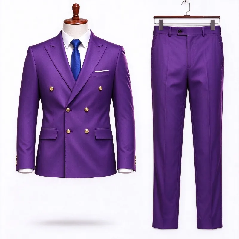 Men's Elegant Business Terno Casual Host Banquet Trousers Blazer Set Male Suit for Various Occasions