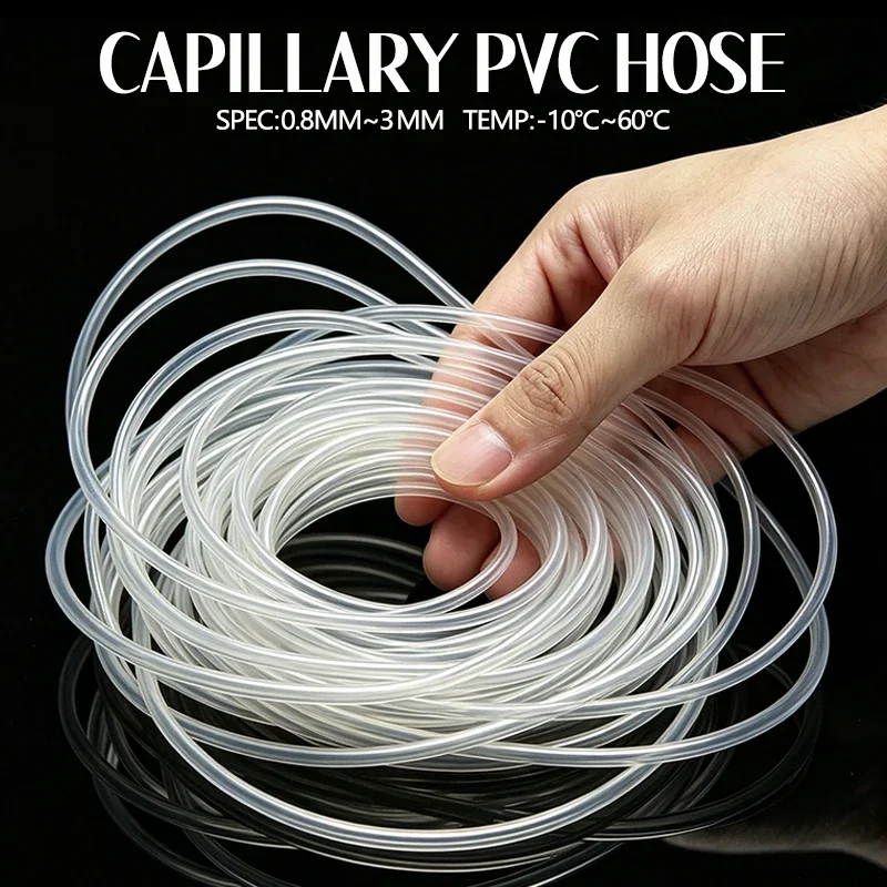 

Transparent Food Safe PVC Capillary Hose Non-Toxic Anti-Break Anti-Bend Tubing ID0.8~3mm for Lab Beverage Liquid Transfer