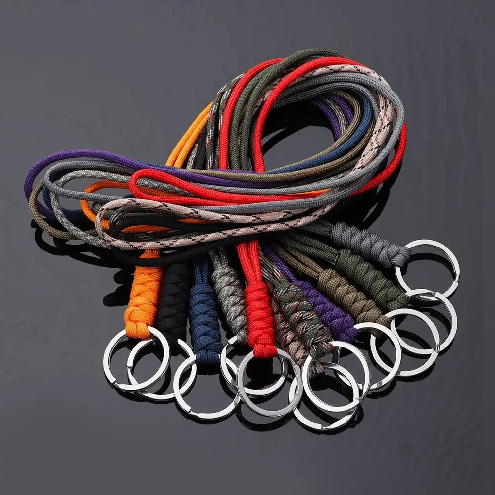 새로운 45cm/14cm Paracord 키 체인 매는 밧줄 20 스타일 라운드 버클 비상 생존 도구 야외 도구