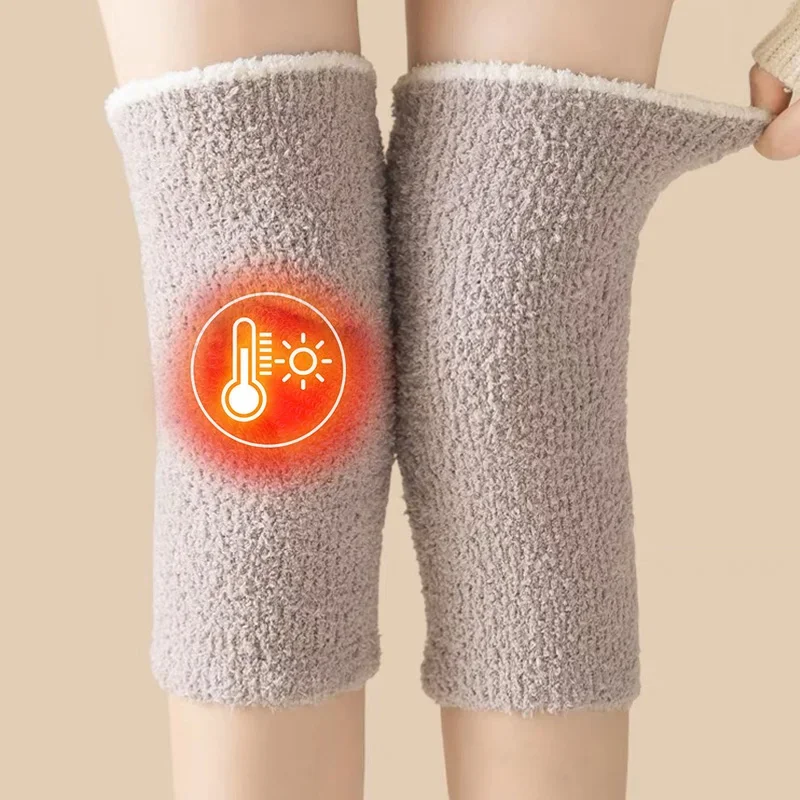 Women Fur Warm Knee Pads Winter Coral Fleece Thick Soft Leg Arthritis Kneepad Knee Warmer Running Knee Protector Long Socks