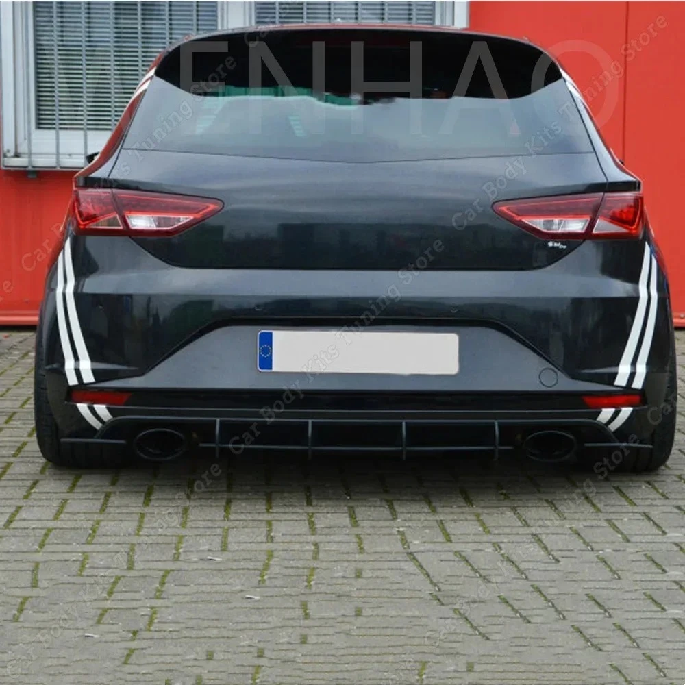New ABS Rear Bumper Lip Spoiler Chassis Diffuser For Seat Leon MK3 5F Cupra 2012-2016 Pre-face 2/4 Door Rear Blade Spoiler Black