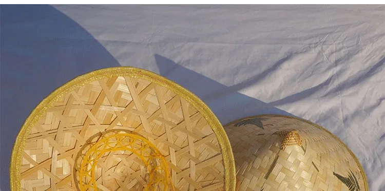 Professional Martial Arts Bamboo Hat Ancient Chinese Drama Performance Cosplay Accessories Adult Kids Travel Beach Sun Visor