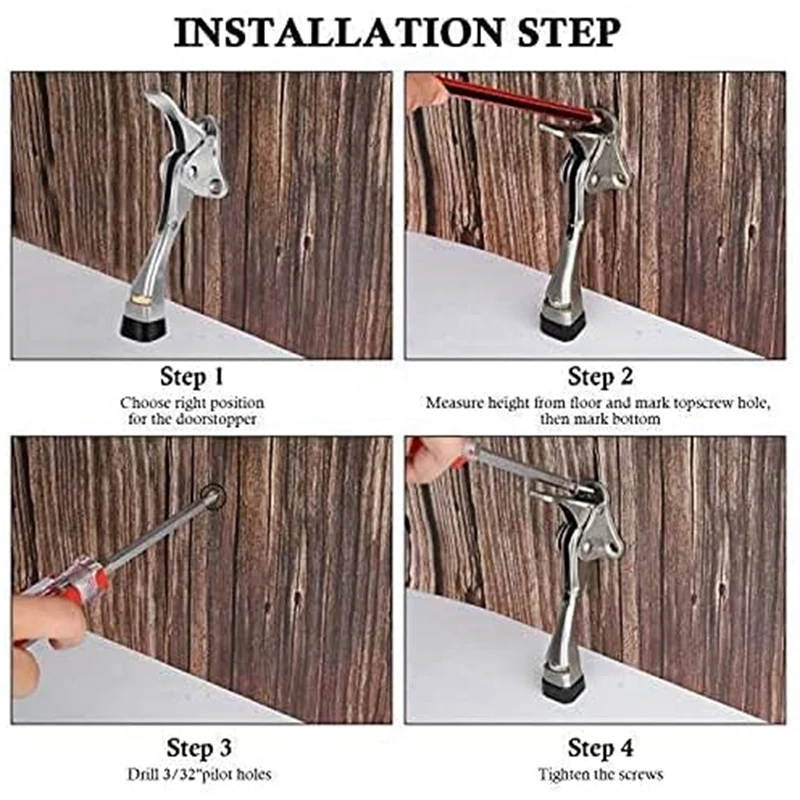 AB47-Foot Door Stop Otomatis Kaki Pintu Door Stop Tak Terlihat Dapat Disesuaikan Bergerak Anti-tabrakan Rem 4 Inci 3 Buah