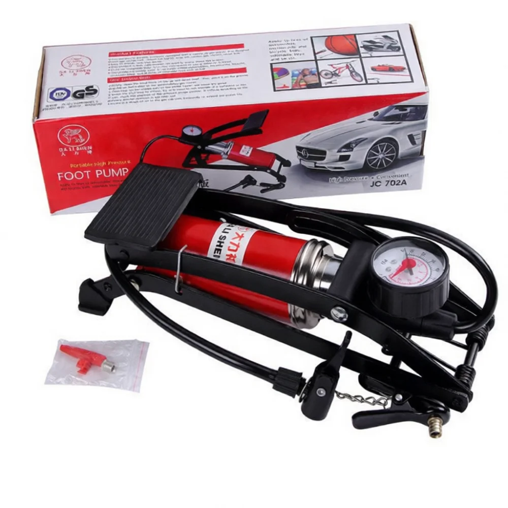 Portable High Pressure Foot Pump For Car Motorcycle Bike Tire Manual Air Inflator Double Cylinder Floor Tool