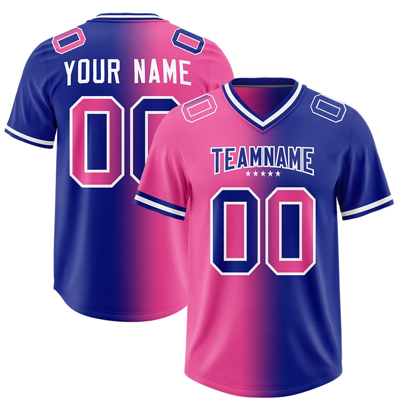 

Customized Football Jersey Print Team Name Number Blue Gradient Personalized Design Football Breathable Jersey for Men/Lady