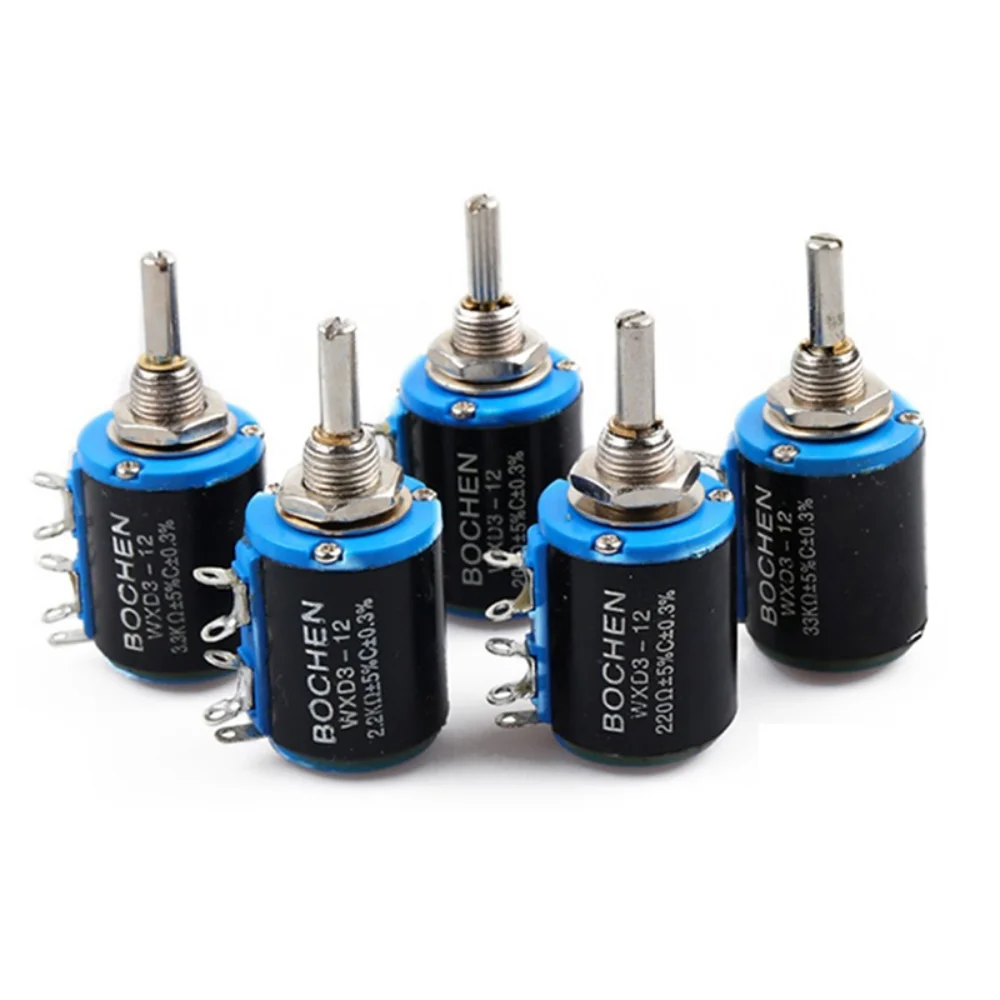 Short 5 Turns Slider Potentiometer WXD3-12-2W 2W Short Body Precision Multi-turn Resistance Regulating