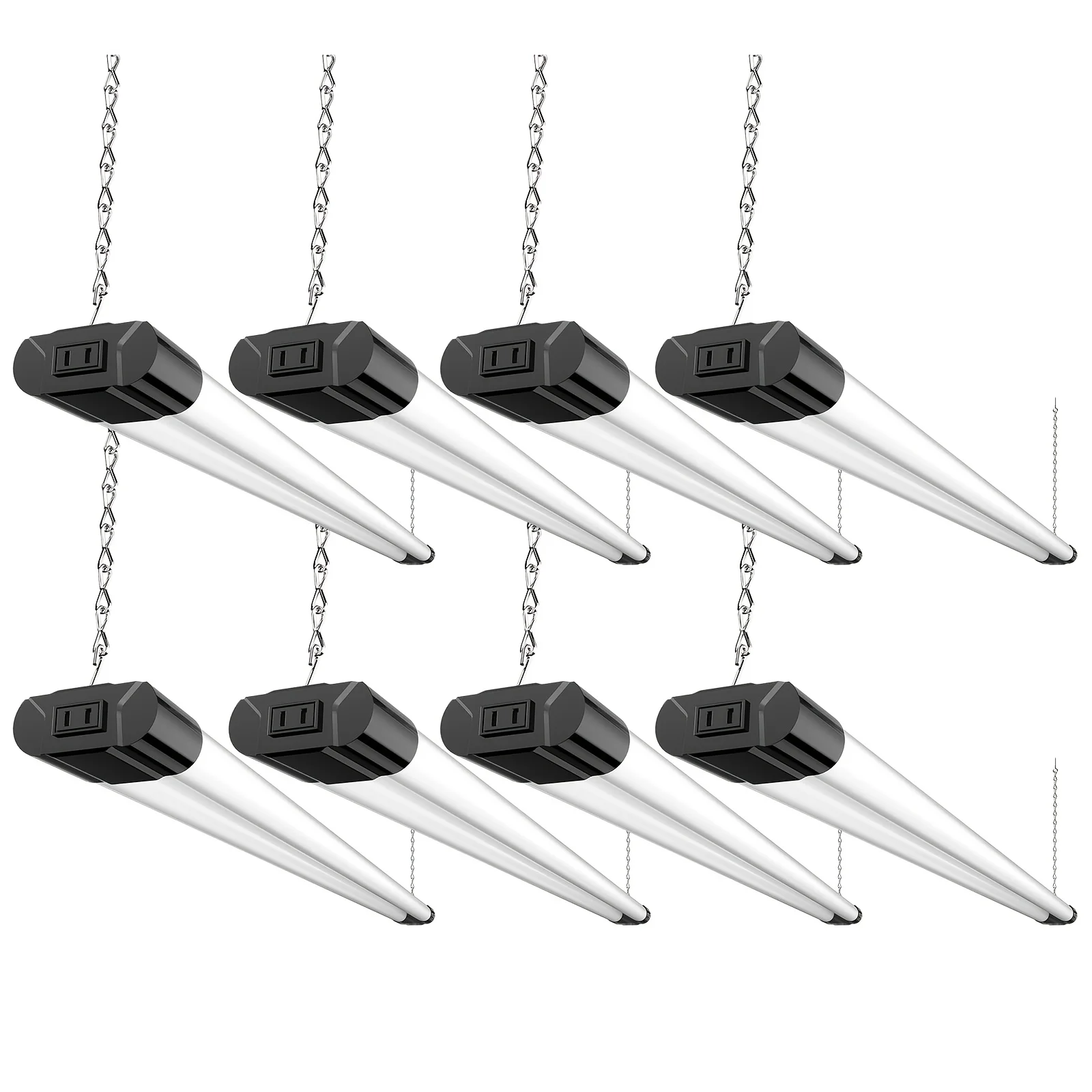 4/10 Pack Linkable LED Utility Shop Light, 4 FT Integrated Fixture for Garage, 40W Equivalent 250W, 6500K Daylight, Surface And Suspension Mount, Fluorescent Light Fixture Replacement, Black view 3