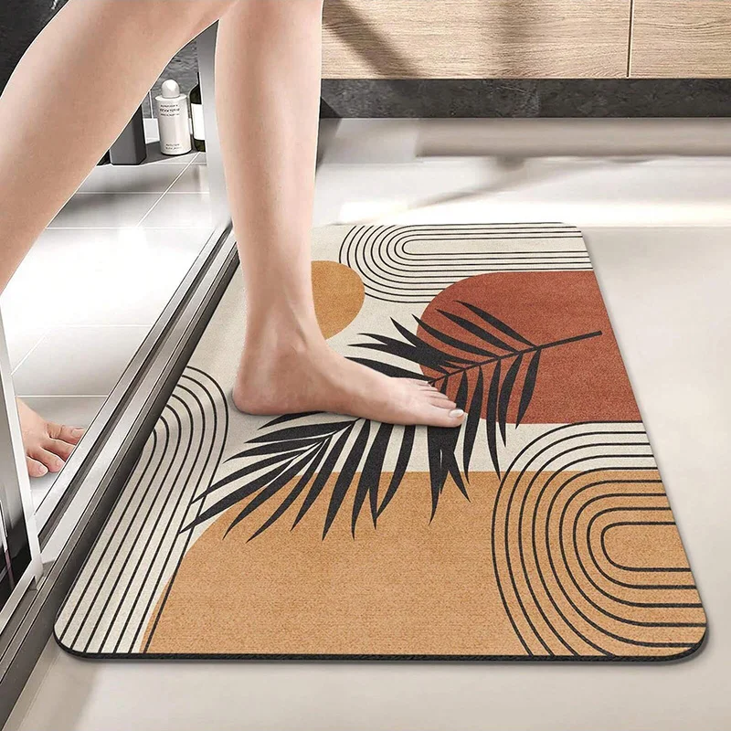 Boho Mid Century Non-slip Super Absorbent Doormat Diatom Mud Bath Kitchen Carpet Waterproof Entrance Rug Home Living Room Decor