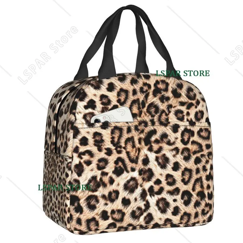 Leopard Print Insulated Lunch Bags for Women Animal Skin Resuable Thermal Cooler Food Lunch Box Work School Travel