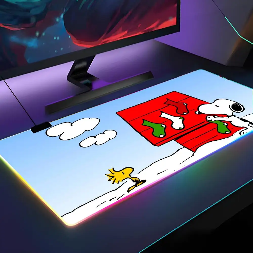 

Cartoon S-snoopys Mouse Pad RGB Backlit Mouse Pad Laptop Mouse Pad Laptop Gamer Computer Desk Gaming Accessories