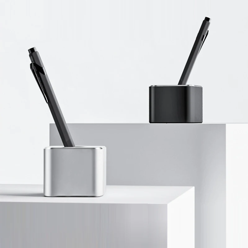 Portable Metal Pen Holder Aluminum Pen Holder with Non-Slip Pad - Versatile Desk Organizer for Bathroom & Office Supplie view 2