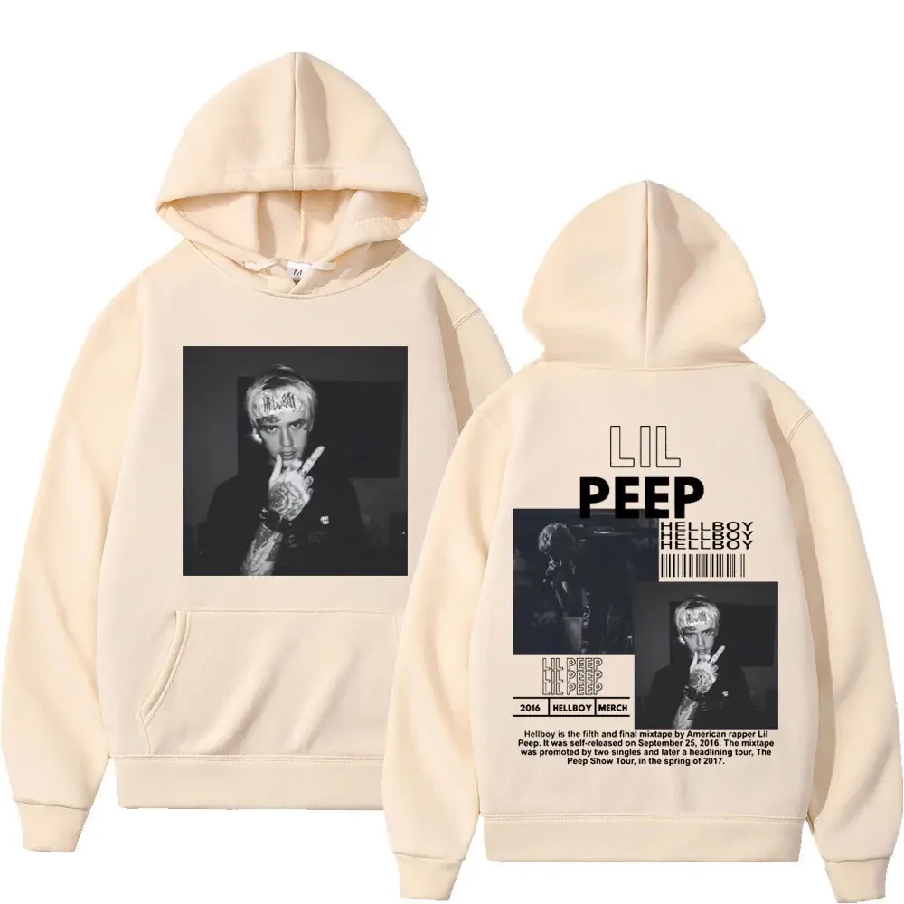 Hip hop rapper Lil Peep patterned hoodie high-quality fashion pullover men\'s and women\'s street fashion retro hooded sweatshirt
