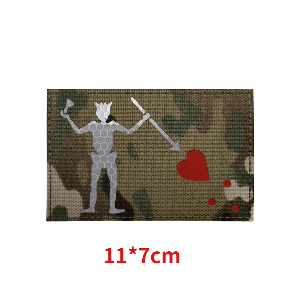 Reflective Fabric Triskelion Skull Blackbeard Edward Flag Embroidered Pattern Arm Patch Magic Patch Sewing Hook and Ring Patches