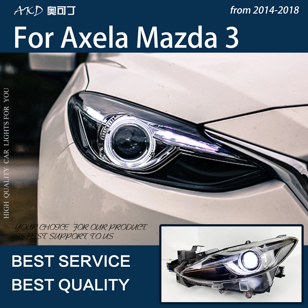 Car Lights for Mazda 3 Axela 2014-2018 LED Auto Headlights Assembly Upgrade High Configure Bifocal Lens Signal Lamp Accessories