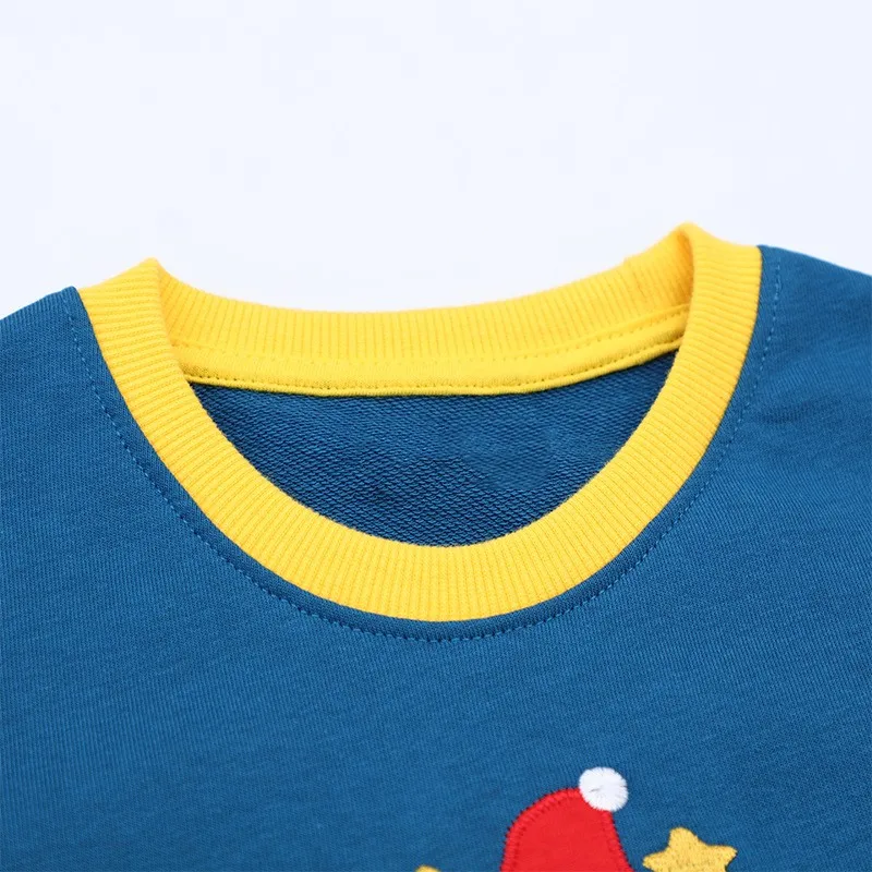 Jumping Meters 2-7T Christmas Boys Girls Sweatshirts Santa Claus Embroidery Long Sleeve Baby Hooded Sport Autumn Spring Tops