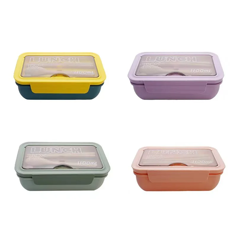 

Wholesale Portable Leak Proof Two Compartments Microwave Safe Food Containers Lunch With Cutlery