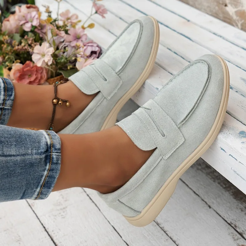 Women\'s Flat Shoes 2024 New Trend Spring Autumn Platform Suede Loafers Shoes Outdoor Casual Ladies Walking Shoes Zapatos Mujer