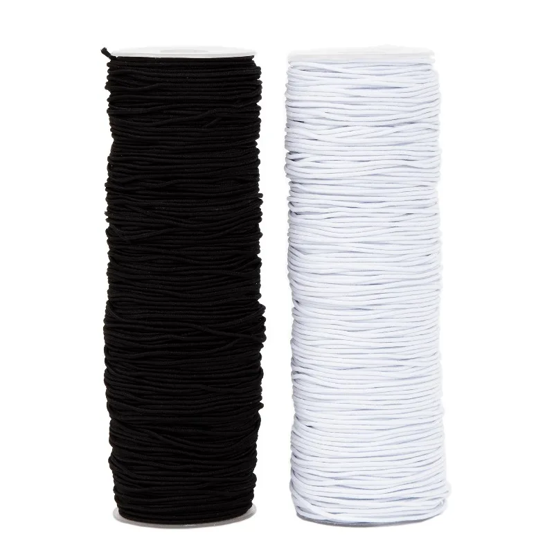 Black & White Stretch Cord 2-Pack Rubber Elastic String for Bracelet & Jewelry Making