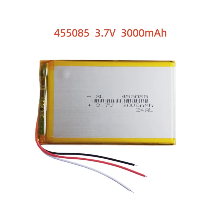 

3.7V 3000mAh Li-Polymer Replacement Li Lipo Battery 455085 JST 2Pin 1.0/1.25/1.5/2.0/2.54mm Connector For GPS Camera LED