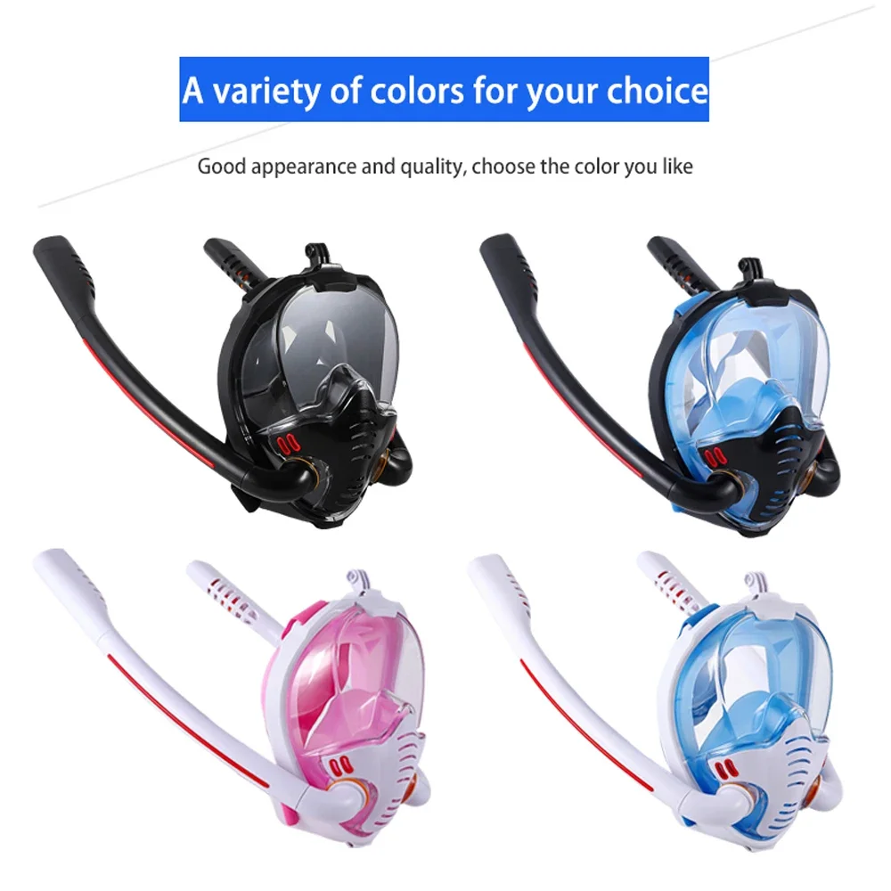 Snorkeling Mask Double Tube Silicone Full Dry Diving Mask Adult Swimming Mask Diving Goggles Underwater Breathing.