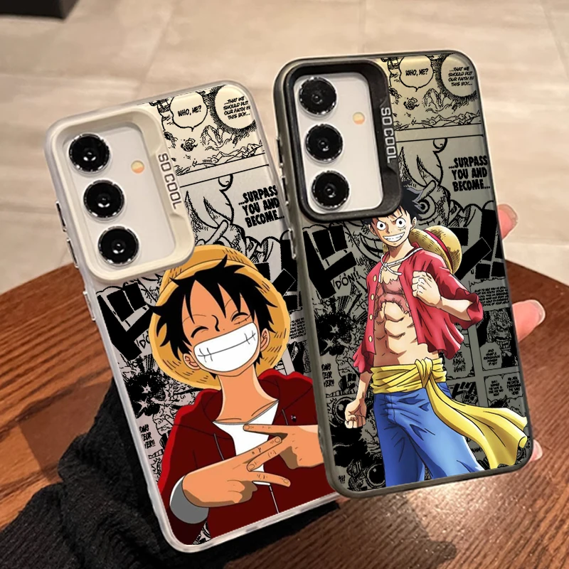 

Luxury Anime One Piece Luffs For Samsung Galaxy S24 S23 S22 S21 S20 Note 20 Ultra Plus FE 5G Colorful Silver Cover Phone Case